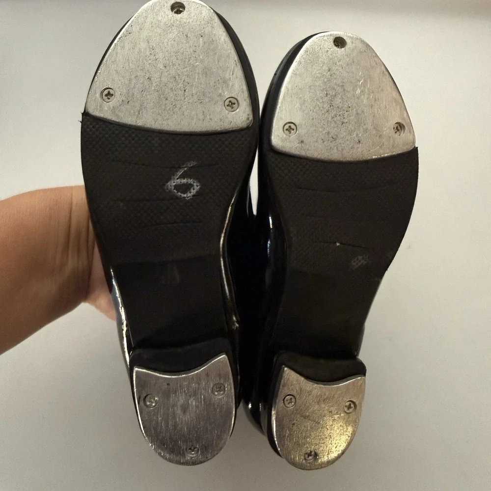 Girls Patent Leather Black Tap Dance Shoes Mary Jane 13C